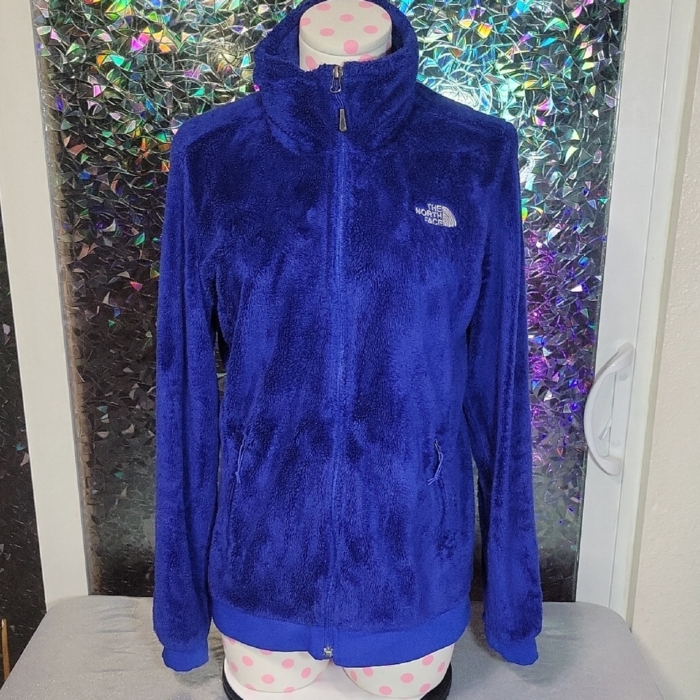 Y2K The Northface Teddy Bear 'Osito' Zip Up Jacket Coat Dark Royal Blue SZ:M